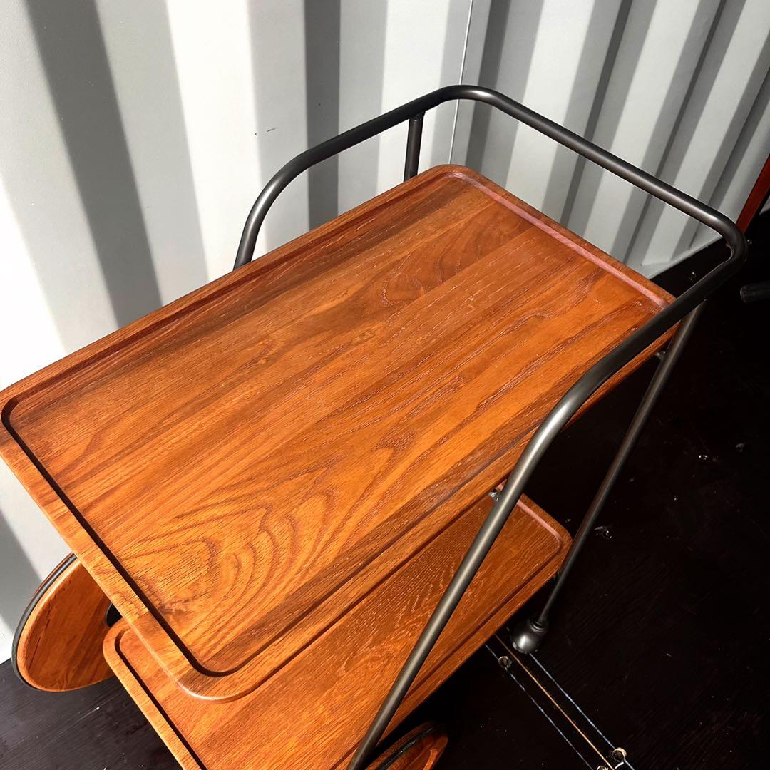 取付無料！おしゃれアンティークトロリー キャスター付きキッチンワゴン