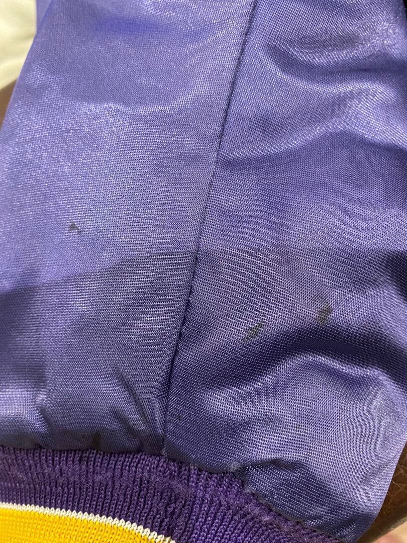 90s　chalk line　サテン　スタジャン　レイカーズUSA製　L