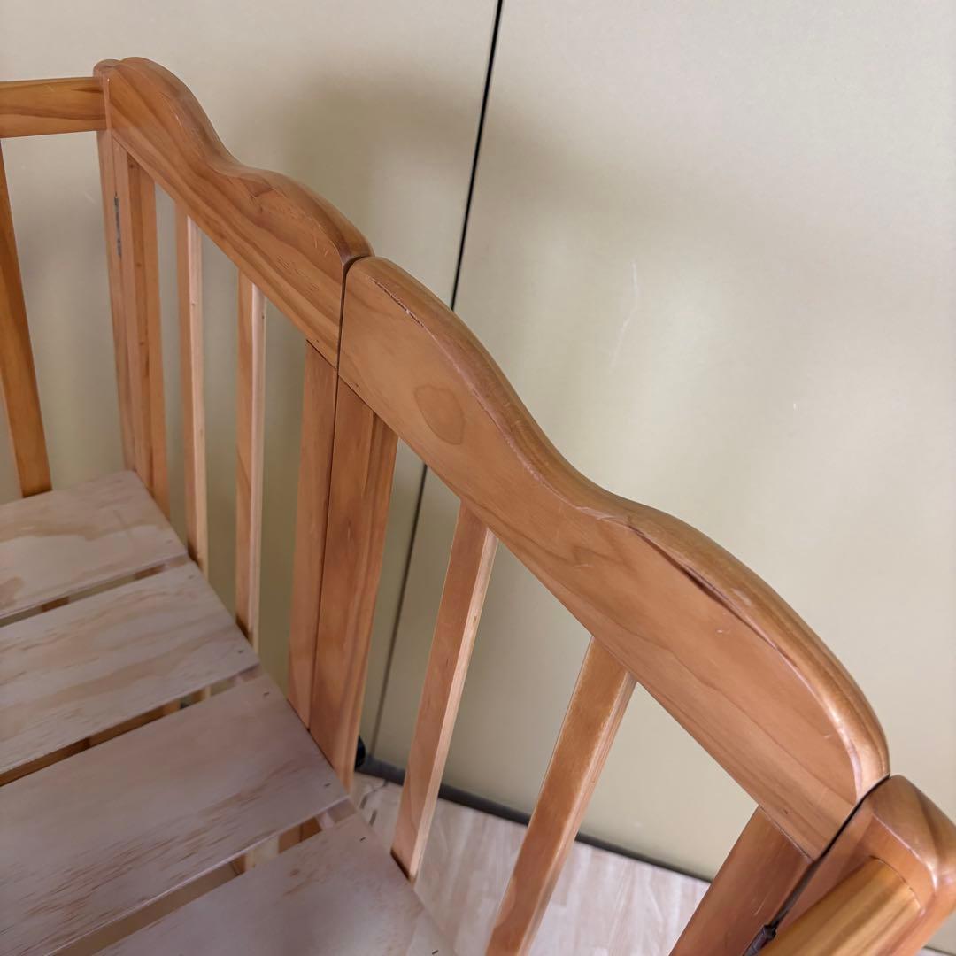 ☆除菌清掃済☆大和屋　折りたたみベビーベットFL　ナチュラル　すのこ　ハイタイプ