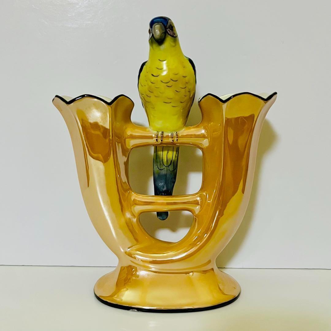 【オールドノリタケ/鳥/二輪挿し/花瓶】アールデコ/ラスター彩/フラワーベース