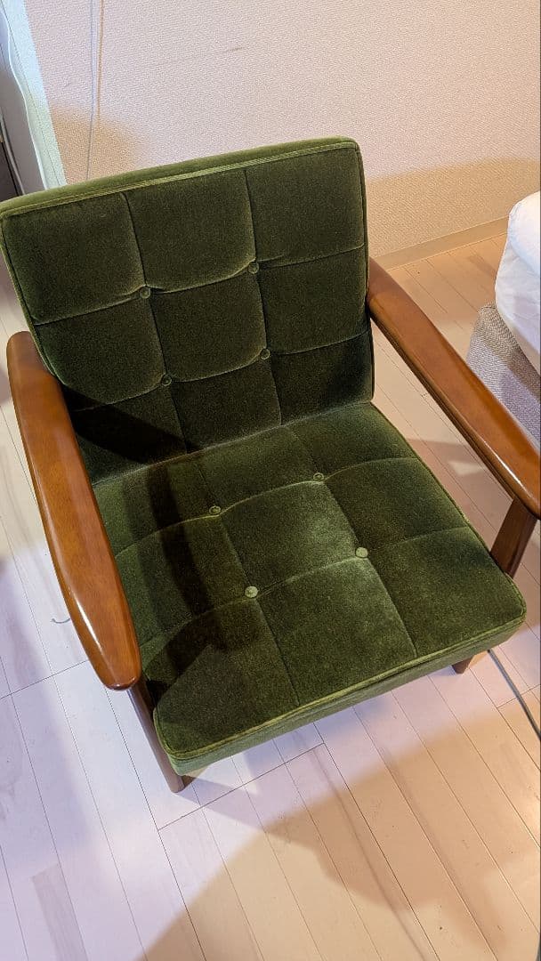 カリモク60 Kチェア　1シーターモケットグリーン