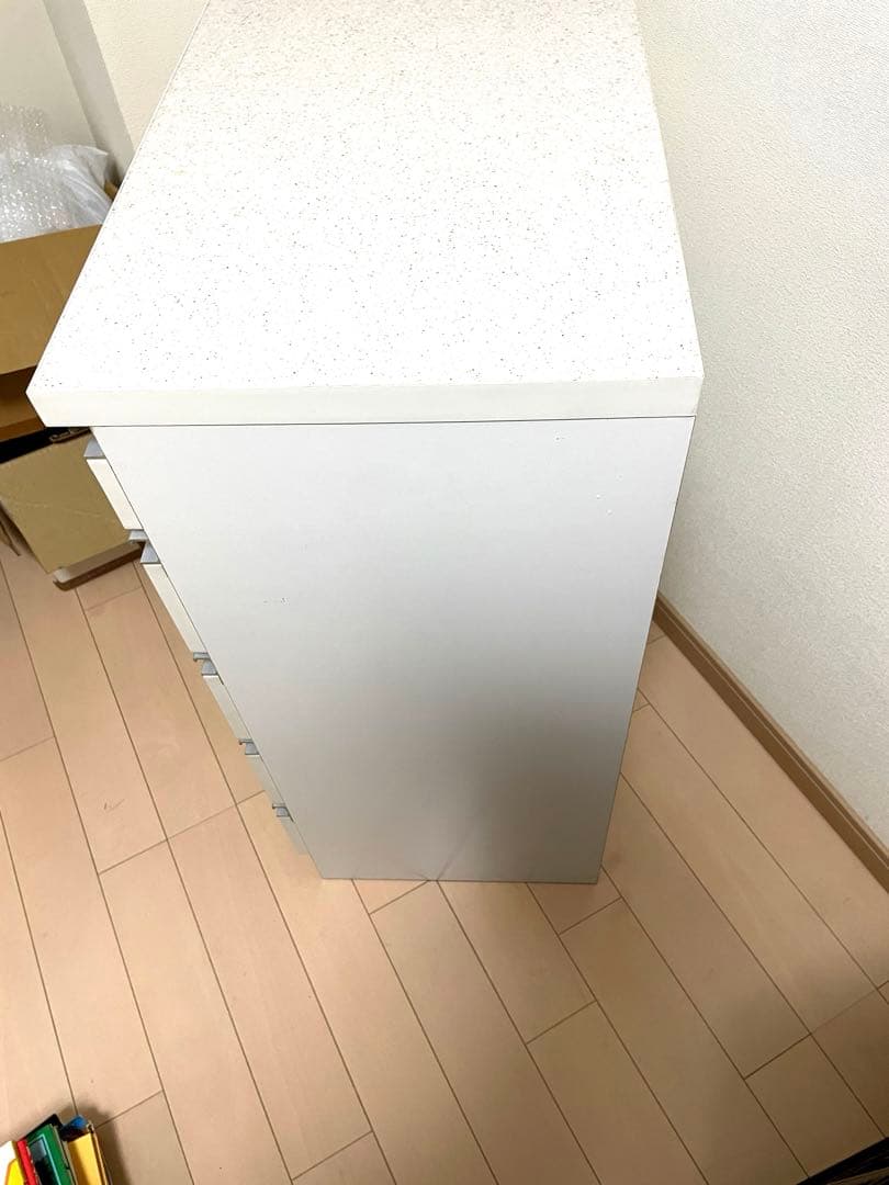 スライド引き出し付きテーブル ホワイト、キッチンボード、キッチン収納、プリンター