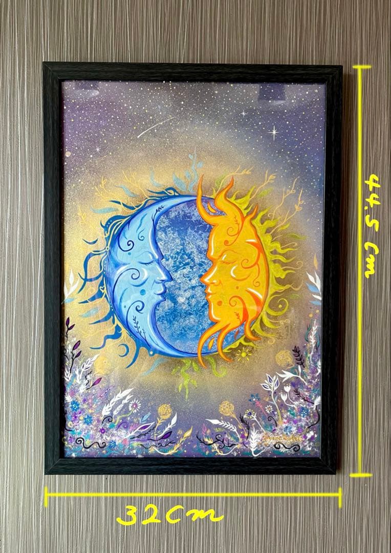 ありりん0703☆ 月と太陽 開運絵画 ヒーリングアート 龍ノツカイ