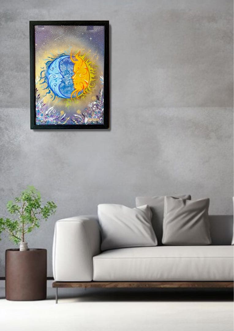 ありりん0703☆ 月と太陽 開運絵画 ヒーリングアート 龍ノツカイ