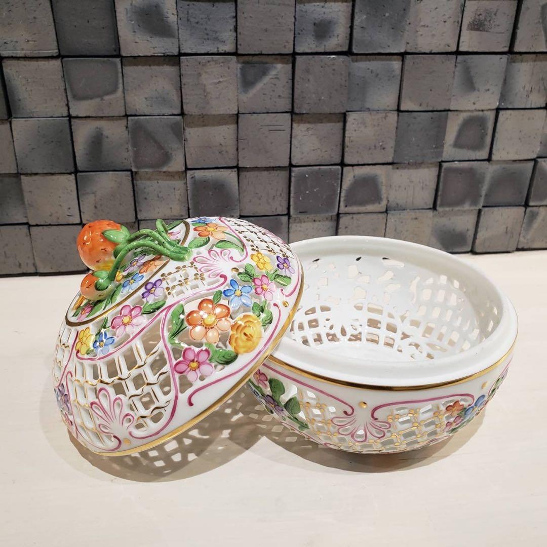 【値下げ】ヘレンド 花柄 ボンボニエール 小物入れ 菓子入れ HEREND