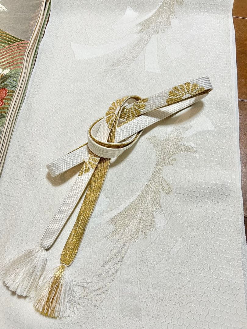 美品　裄丈長め　しつけ糸付き　正絹訪問着　フルセット4点　入学式　お宮参り