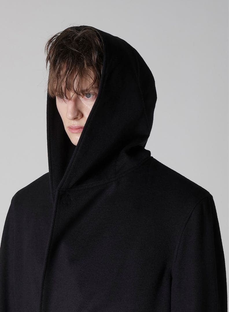 Yohji Yamamoto POUR HOMME 黒フード付コート