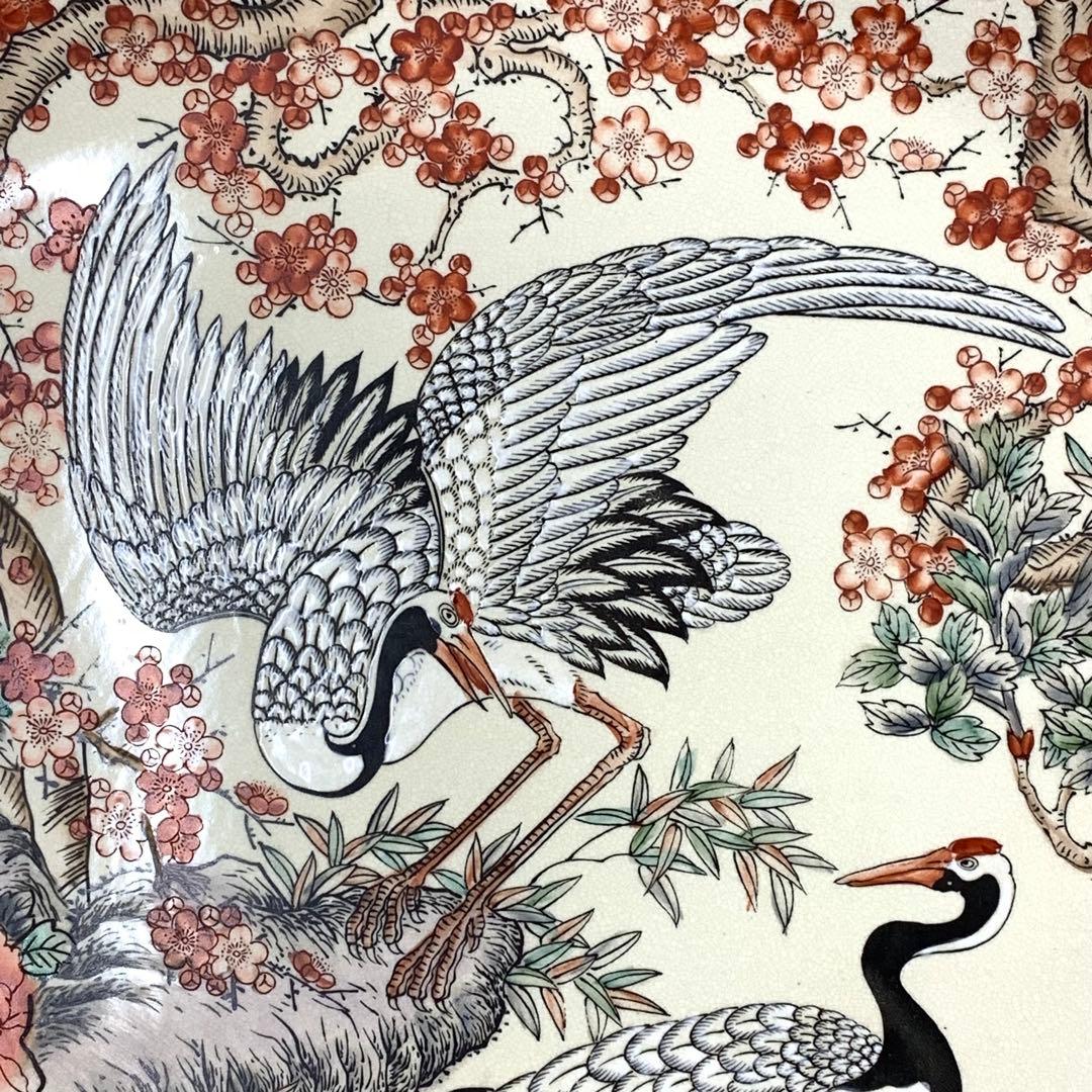 大皿 直径 63cm ! 金彩 華やか 鶴 梅 飾り皿 アンティーク 縁起 寿