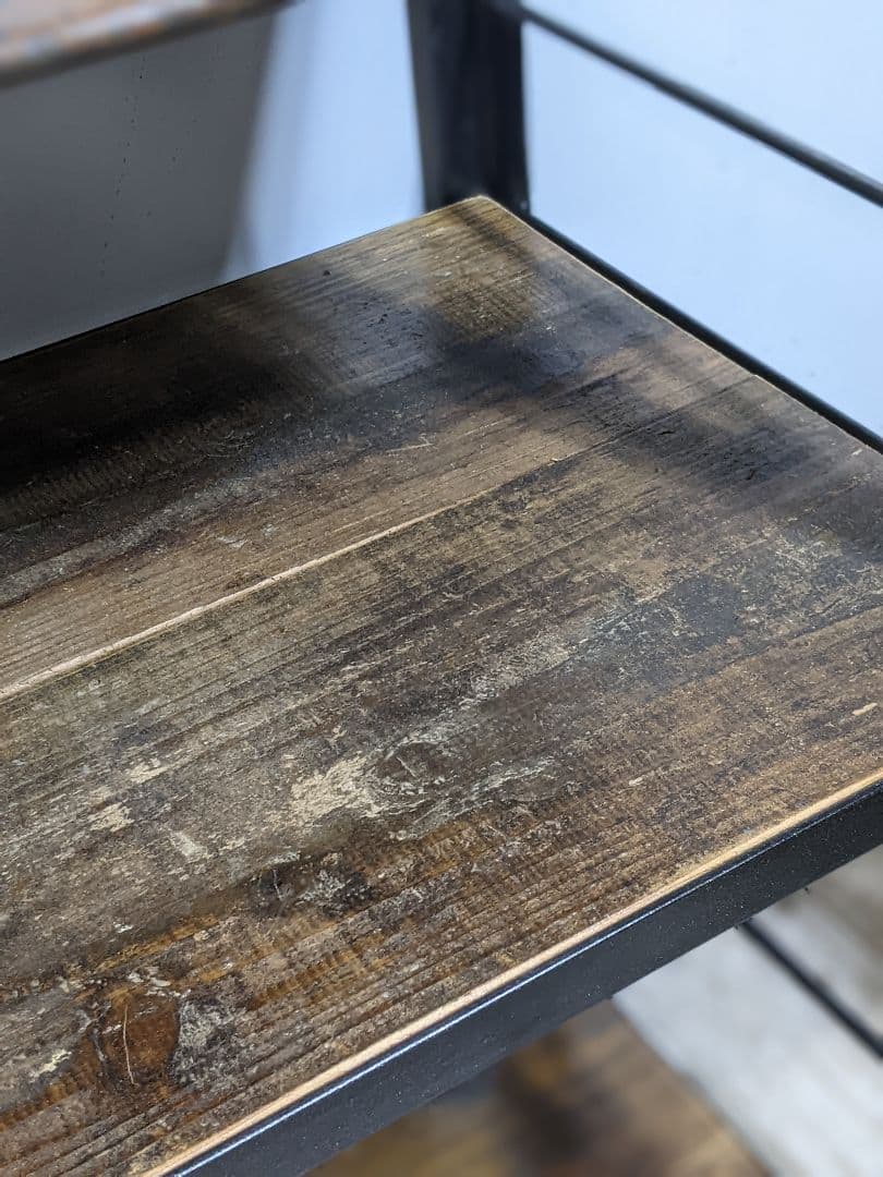 ルパンヒデロウ　3段スチールラック・木製棚付き