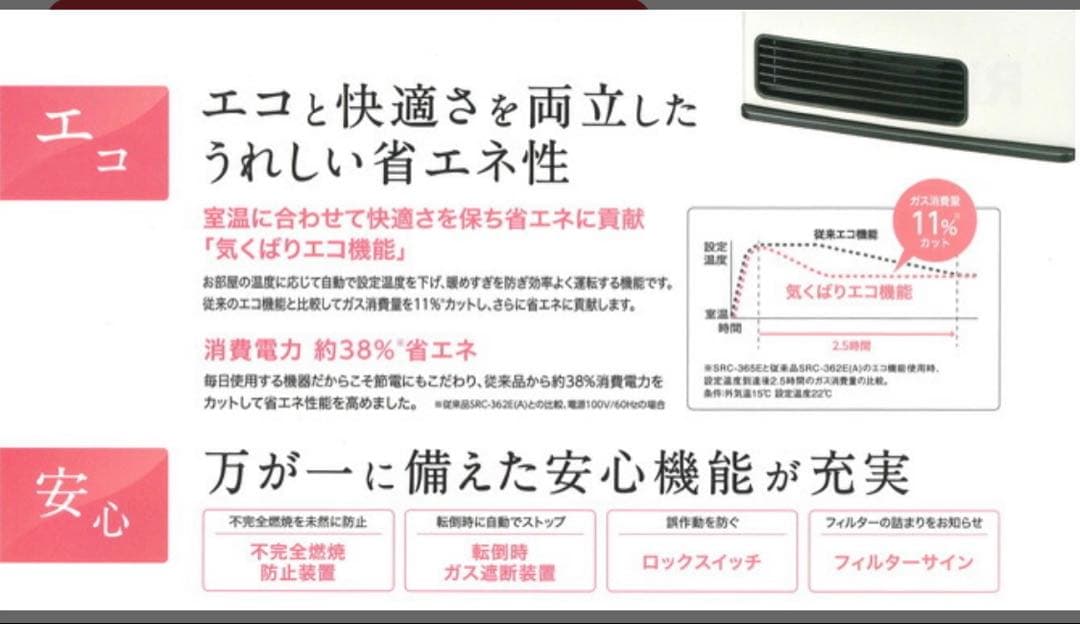 Rinnai ガスファンヒーター　リンナイ　ホワイト