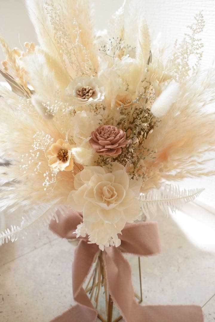 ドライフラワーブーケ bouquet rose poudré ウエディング前撮り
