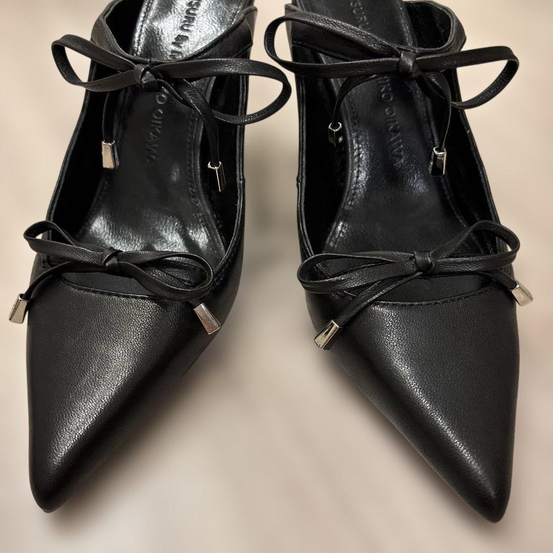 ☆ツルバイマリコオイカワ　パンプス　ヒール　ミュール　リボン　レザー本革