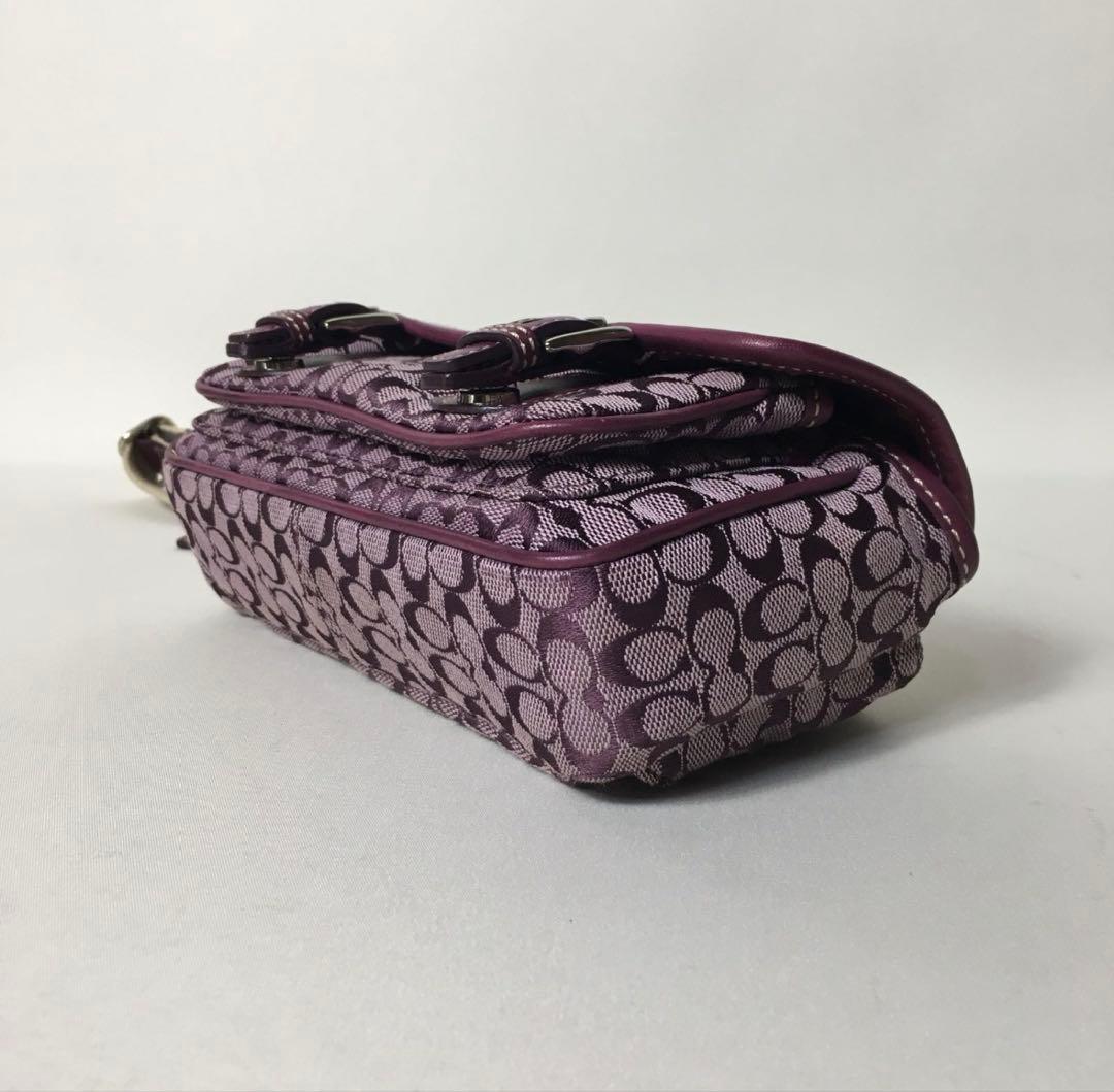 早い者勝ち【美品】コーチ　ミニシグネチャー　ベルトバック　人気色✨パープル