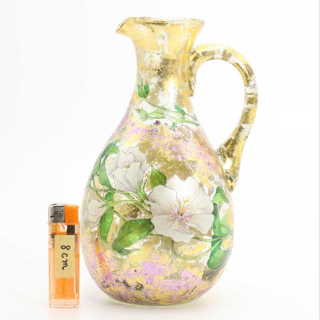 寺田正作 伽羅須装飾画 澂 ガラス トルコキキョウ 在銘 共箱　V517　DC1