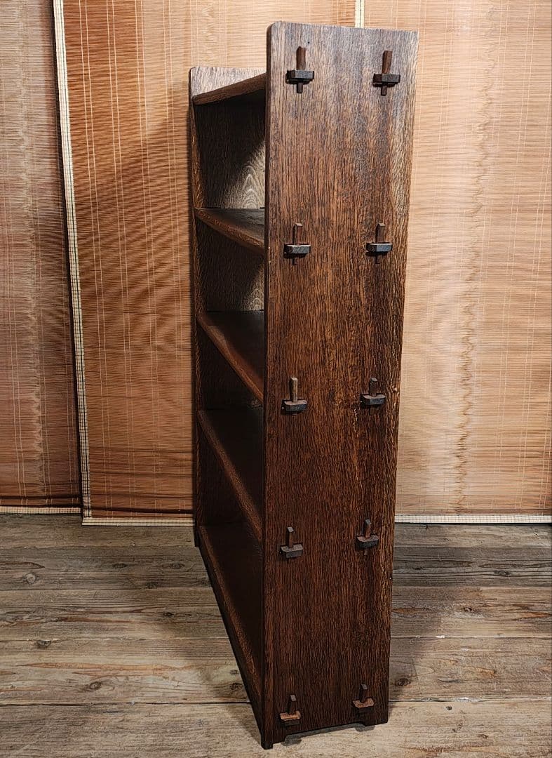 楔5段本棚　木製棚　オープンラック　昭和レトロ　古家具