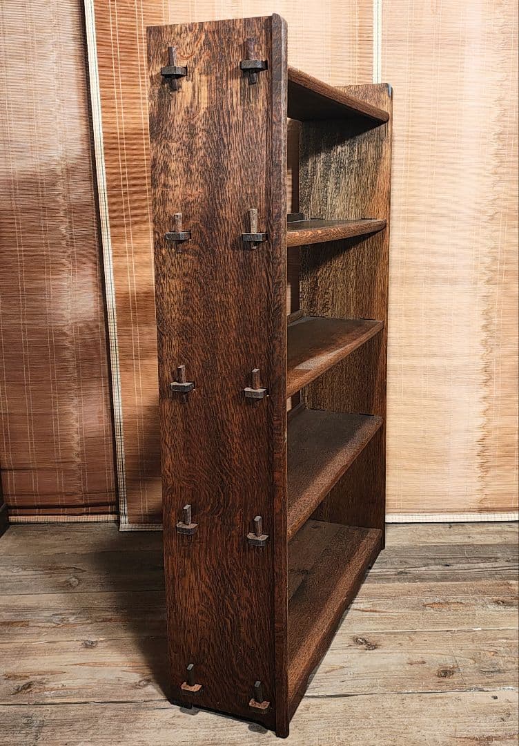 楔5段本棚　木製棚　オープンラック　昭和レトロ　古家具