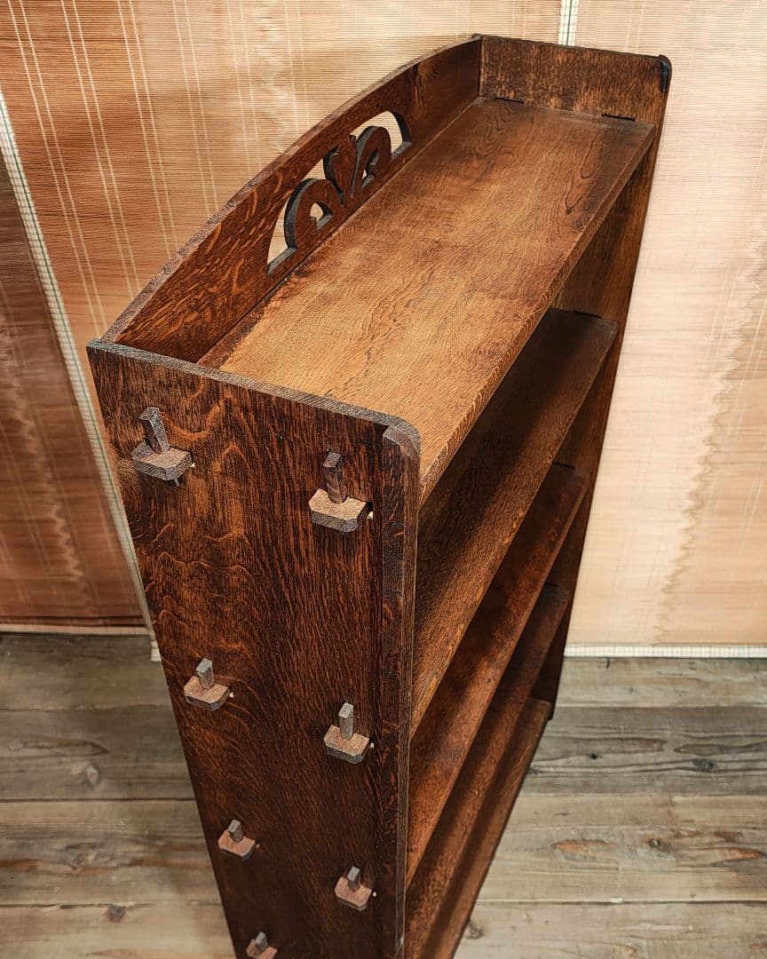 楔5段本棚　木製棚　オープンラック　昭和レトロ　古家具