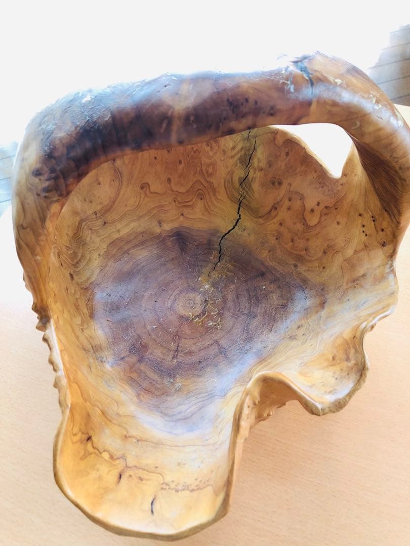 アンティーク丸太くり抜き　切り株　バスケット