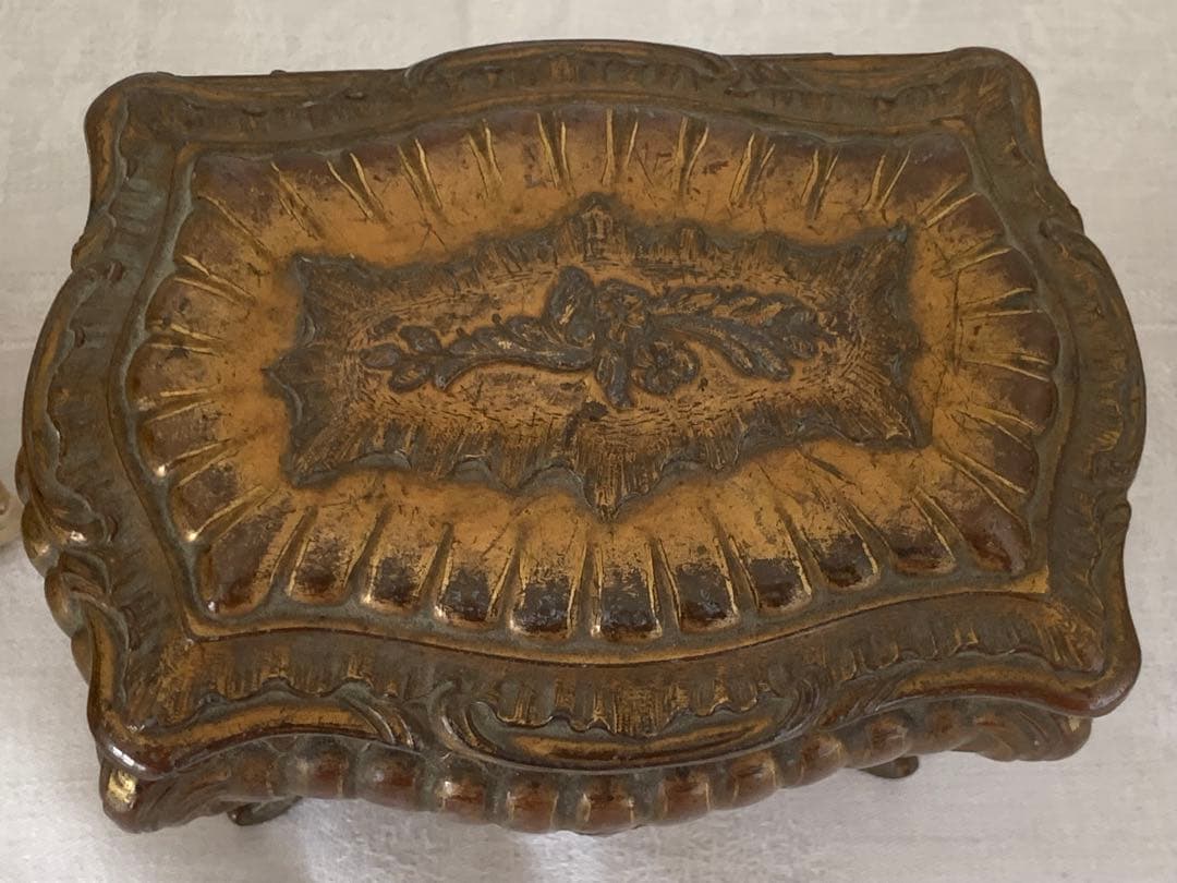 フランスアンティーク　ジュエリーケース　脚付　ブロカント