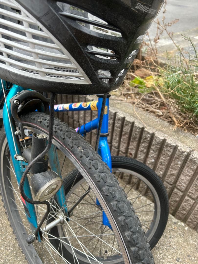 BRIDGESTONE キッズ自転車 青 前カゴ付き 引き取り限定