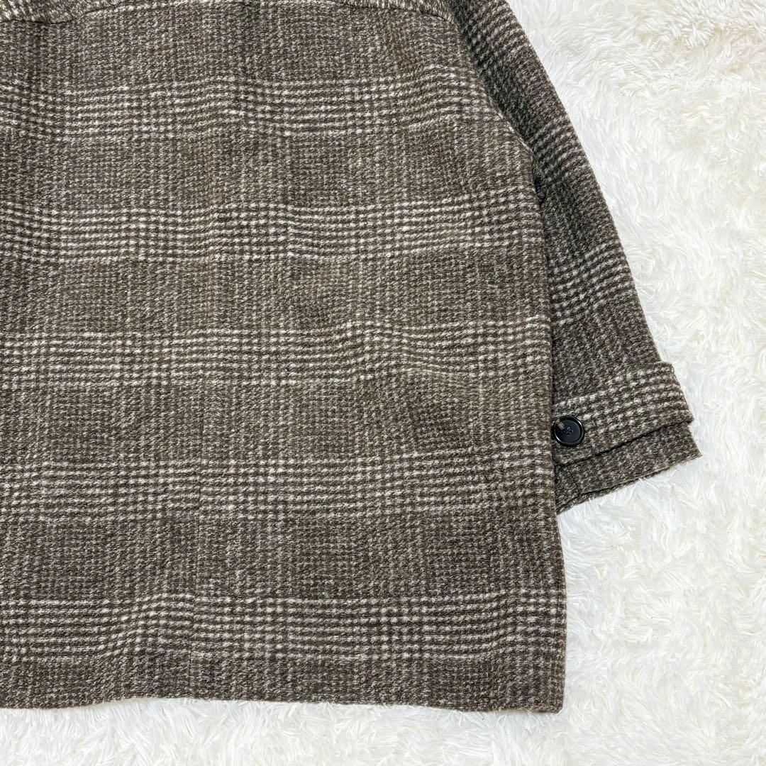 美品✨Spick&Span Wスライバーチェックハーフコート38 ブラウン