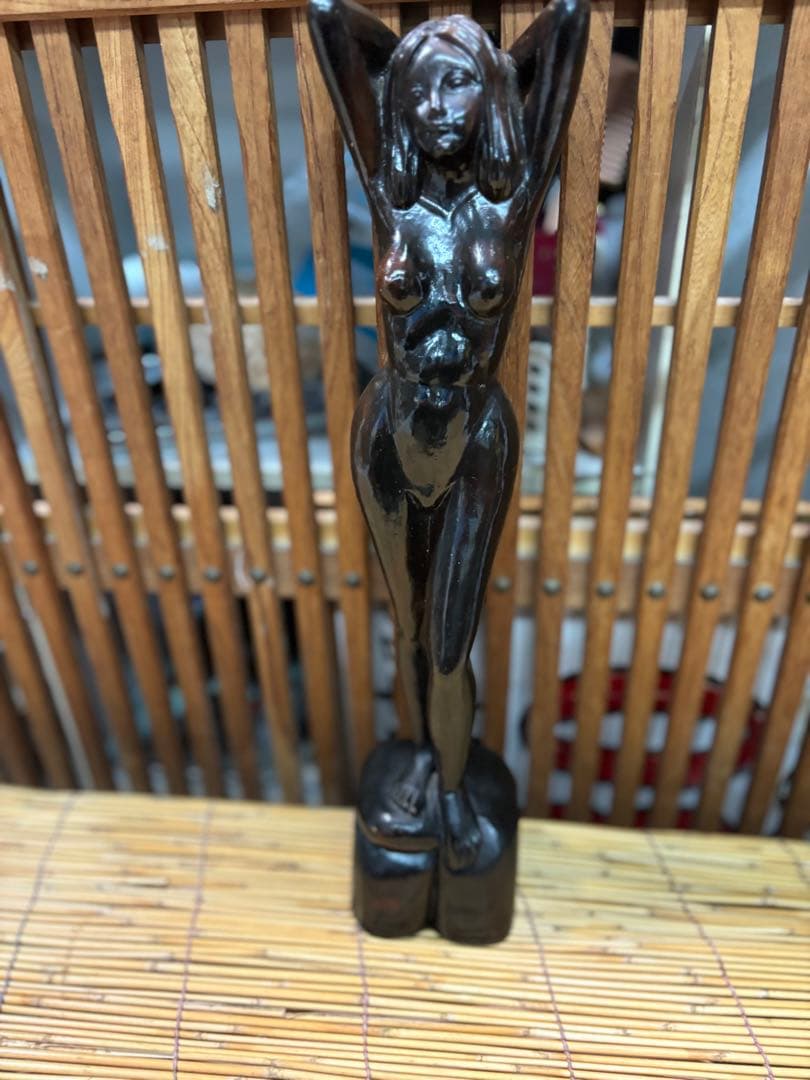 濱充司 黒檀！ 黒色 木製 ヌード彫刻 約3９cm 激安大安売り