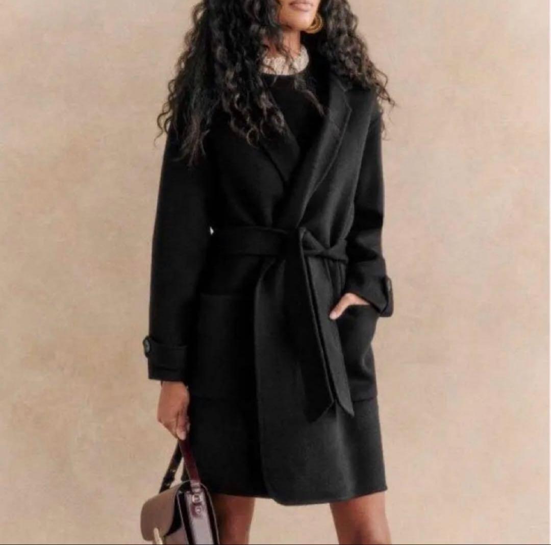 Sezane セザンヌ ダブルフェイス ウール コート ブラック