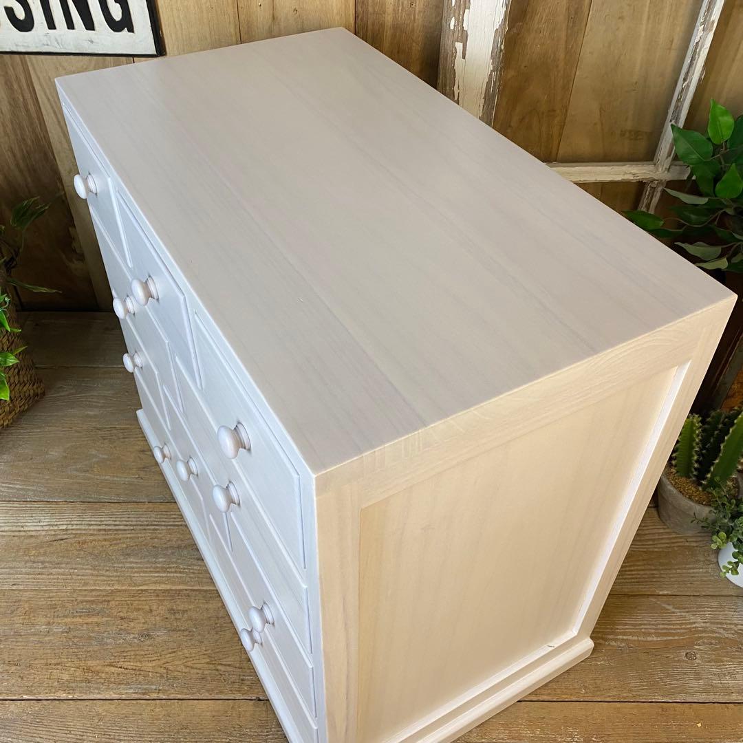 大幅値下げセール中！木製多引き出し桐チェストタンスBホワイト60㎝×53㎝