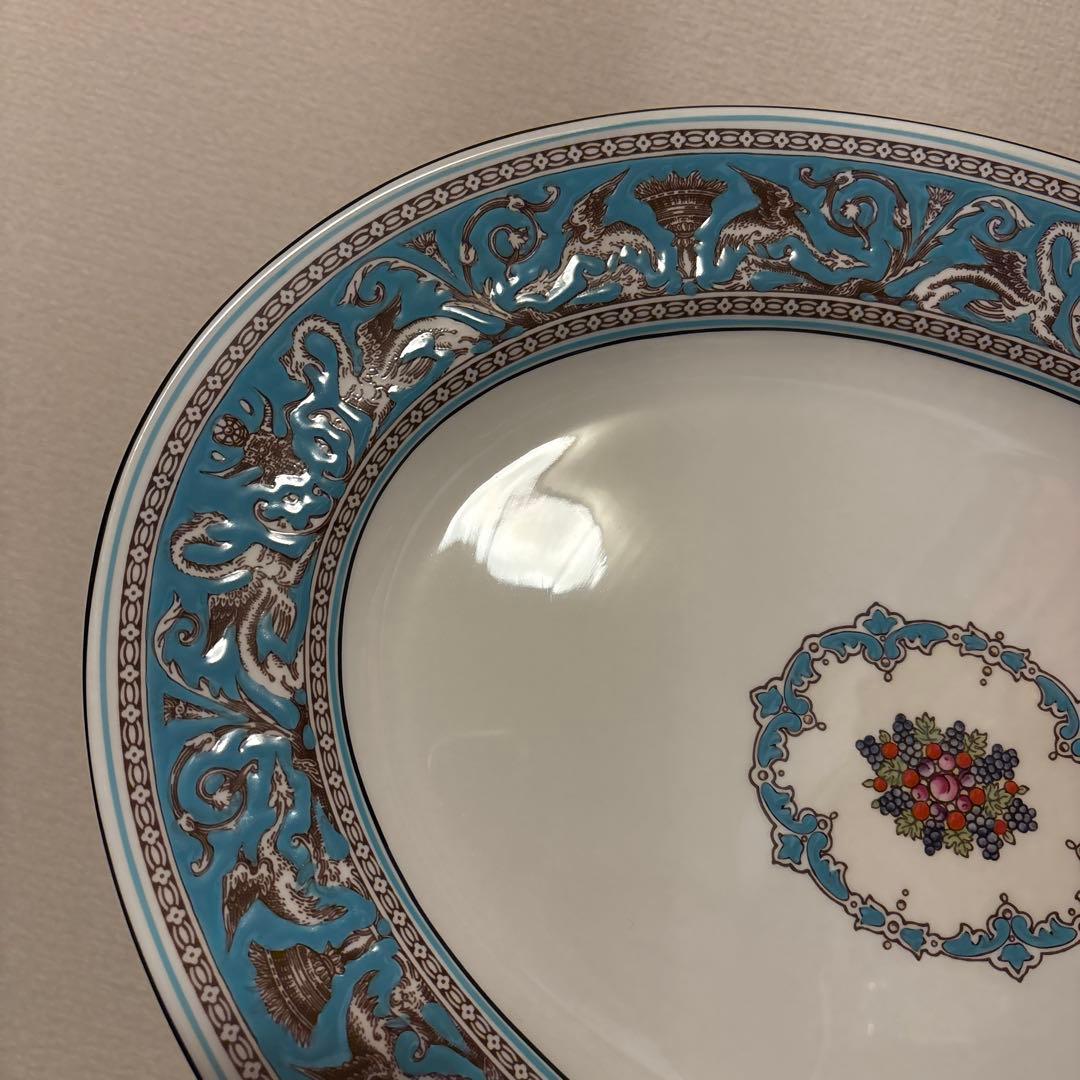 ウェッジウッド　フロレンティーン　ターコイズ　オーバルプレート　Mサイズ