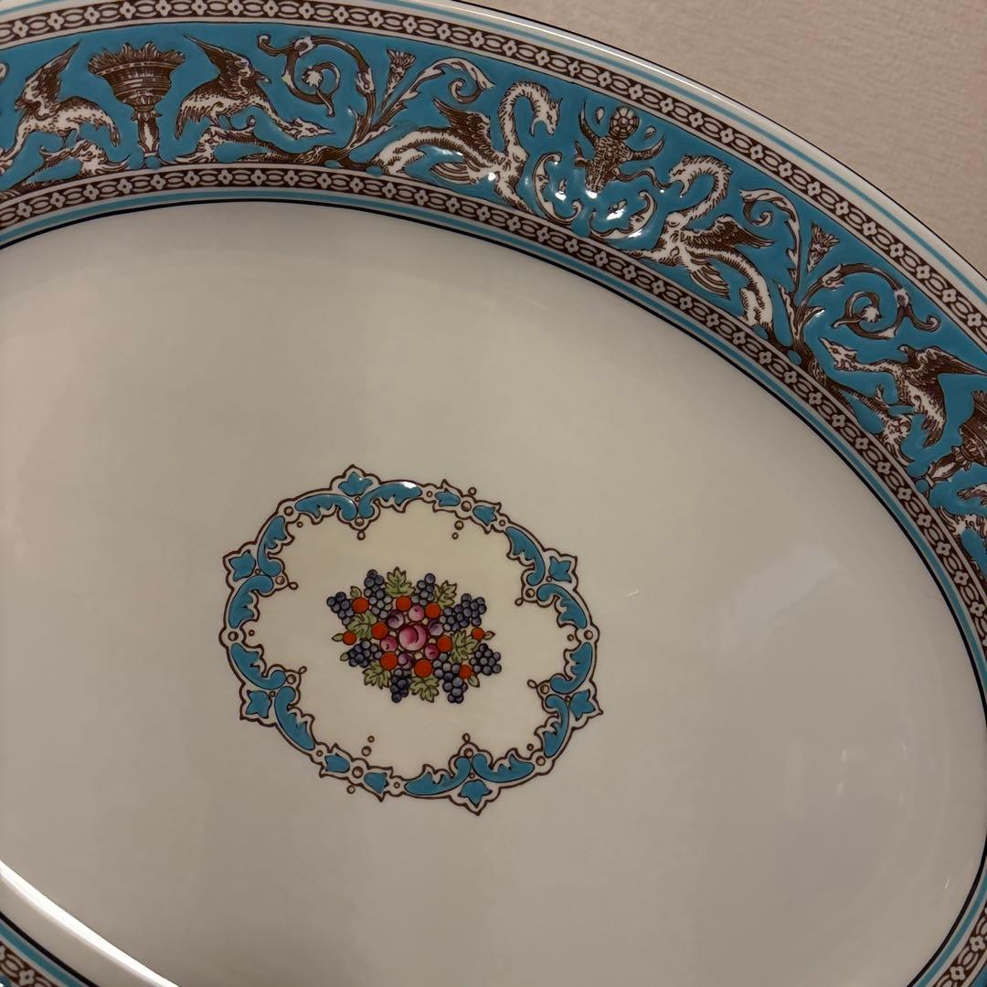 ウェッジウッド　フロレンティーン　ターコイズ　オーバルプレート　Mサイズ