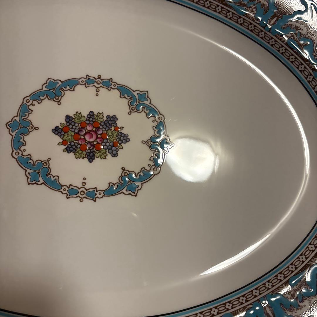 ウェッジウッド　フロレンティーン　ターコイズ　オーバルプレート　Mサイズ