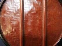 籃胎蒟醤(ランタイキンマ)花文丸盆 文綺堂製 香川漆器 本漆器 骨董 時代物