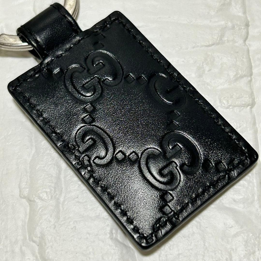 グッチ GUCCI シマ GG キーホルダー キーリング ブラック 黒