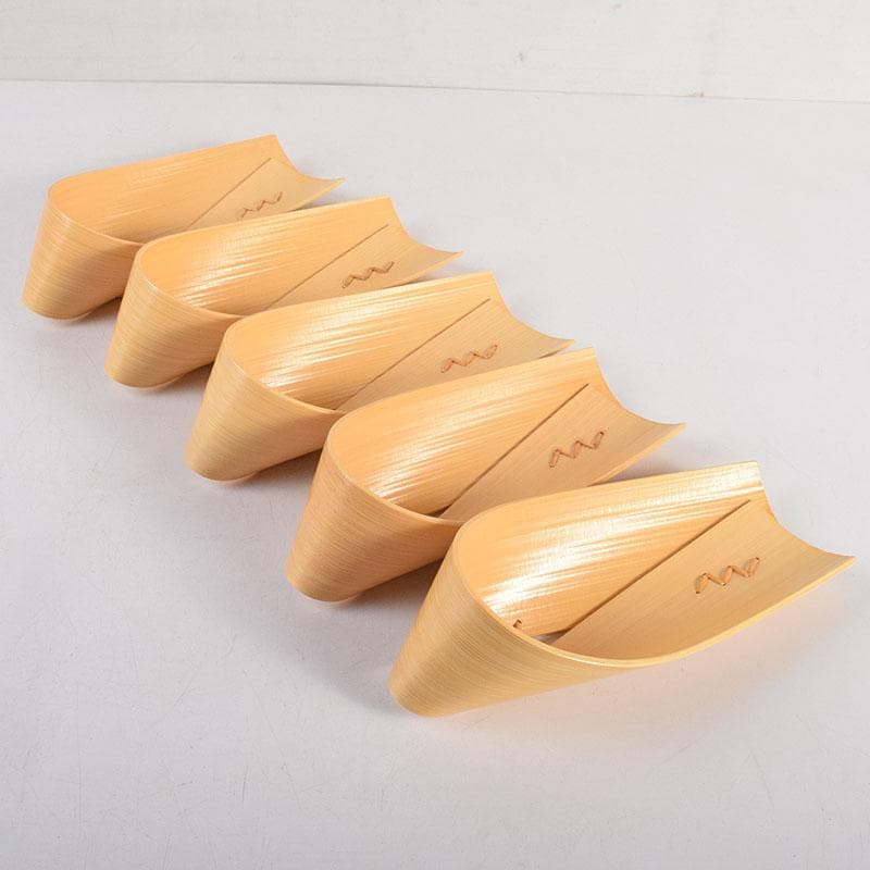 茶道具　此君亭工房　白竹　ささ舟　お絞り受け　五点　共箱　V　R8829