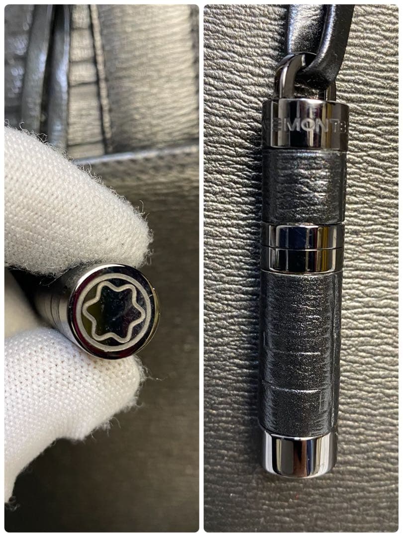 モンブラン　ビジネスバッグ　オールレザー　ロゴ　ダークグレー　MB09296