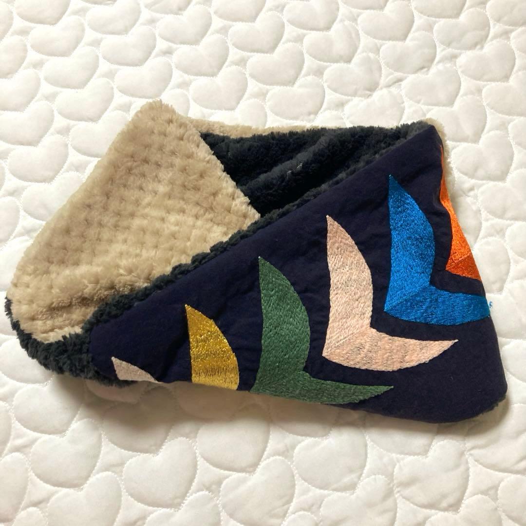 【レア生地】752 ひねりスヌード ネックウォーマー bird★ネイビー★