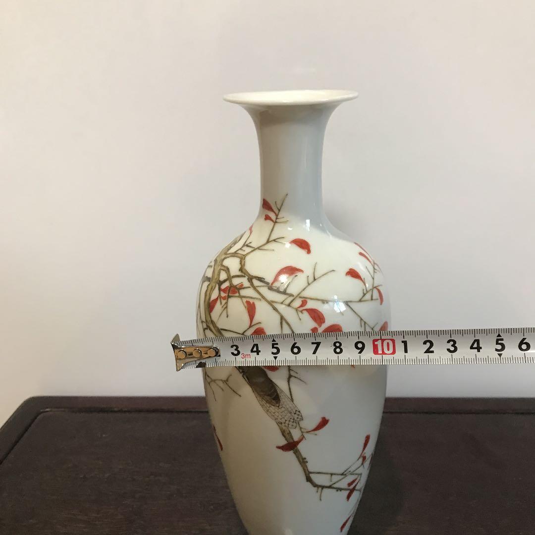中国古玩 古美術 花瓶　秋枝鳴蝉図　居仁堂製 景徳鎮 骨董品