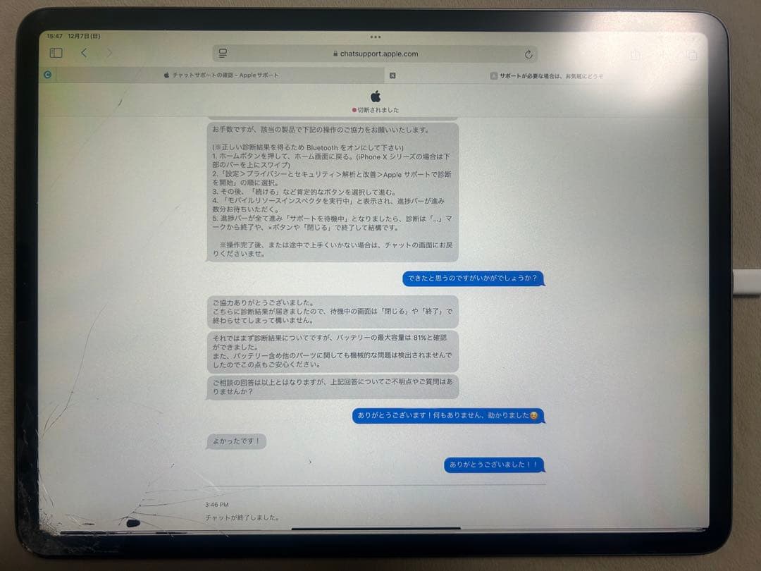 【画面/液晶割れ】iPad Pro第4世代12.9 256GB ジャンク品
