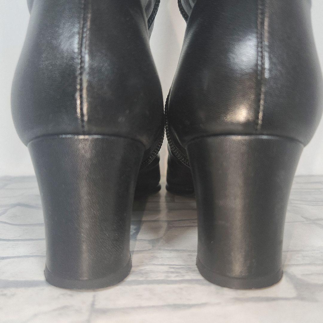 【美品】DIANA ロングブーツ サイドジップ レザー 黒 23.5