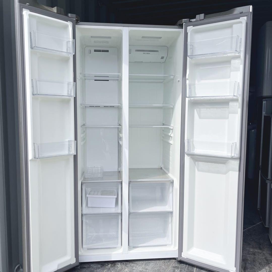 145取付無料！AQUAスタイリッシュシルバーパノラマオープン475L大型冷蔵庫