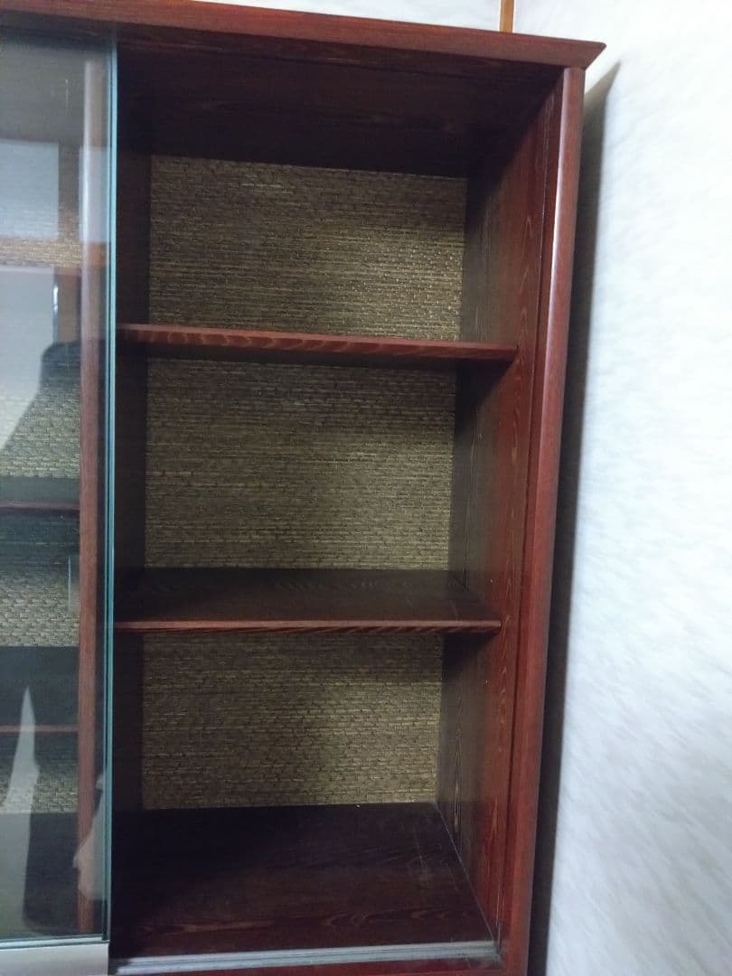 ダークブラウン ガラス扉付き本棚　昭和レトロ