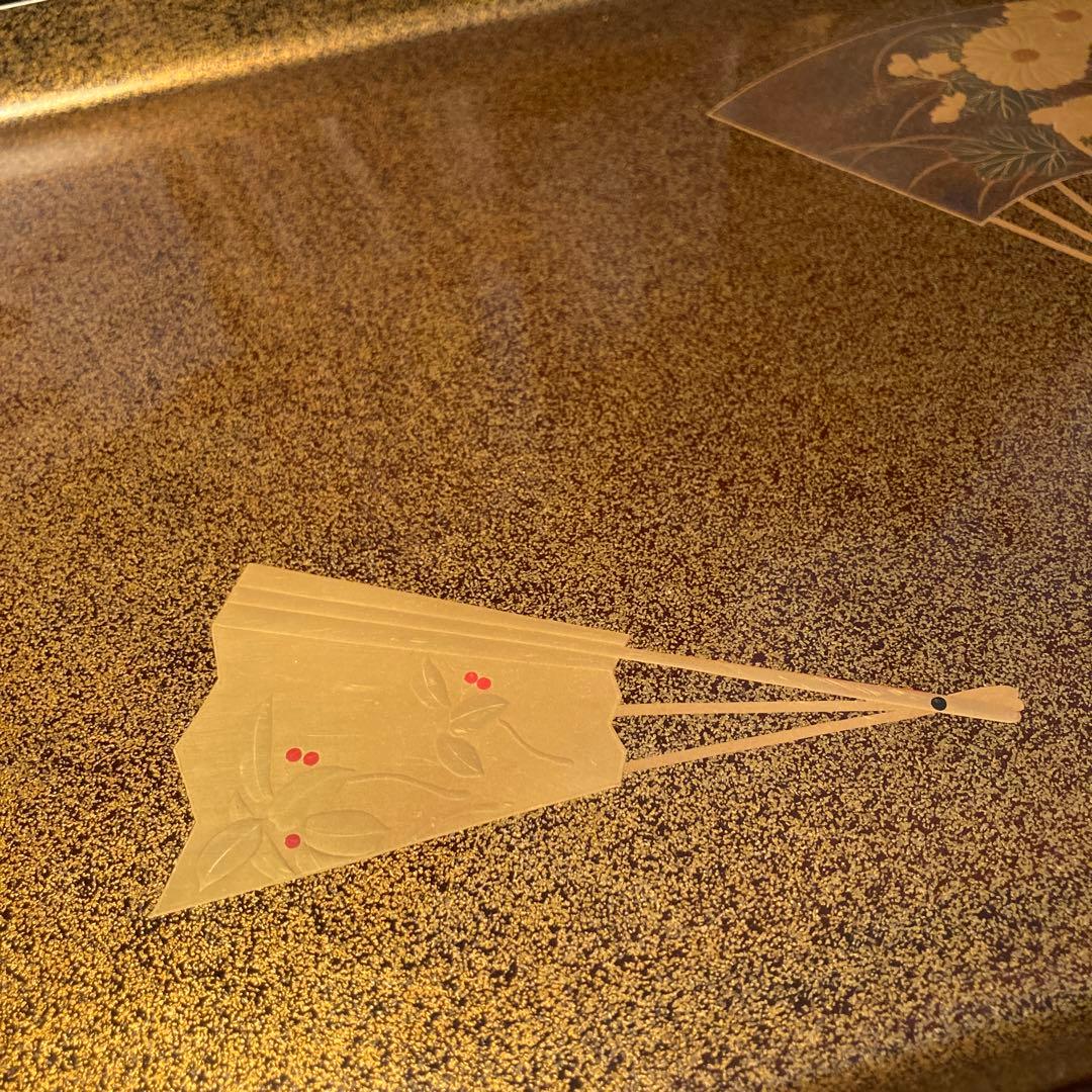 お値下げ　輪島塗　蒔絵　扇面　梨地　長手盆　お盆