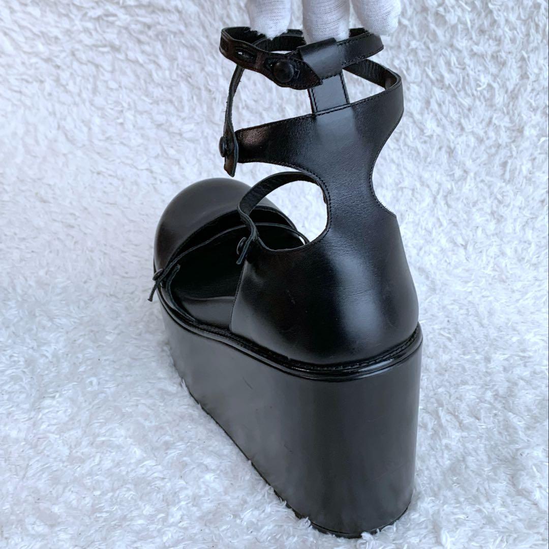美品 sacai レザー プラットフォーム 厚底 ストラップ サンダル 39