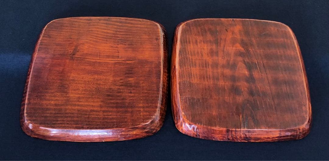 割引❗️《R》伝統工芸 讃岐彫 小膳2客 讃岐膳 讃岐盆 木製　251007あ7