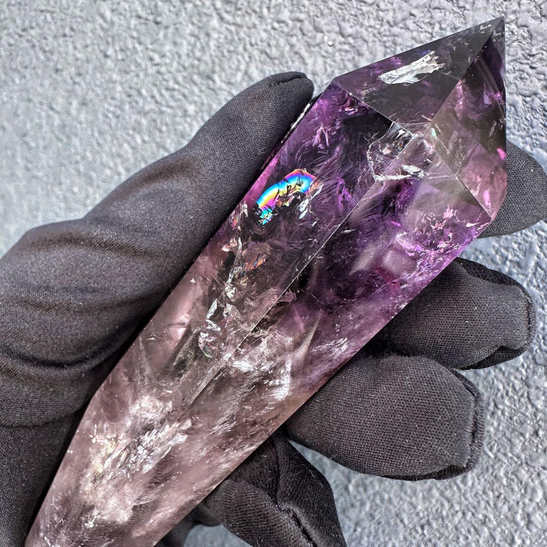 爆レア❗️ロマネサイト虹☆アメジストナチュラルポイントワンド ファントムA1416