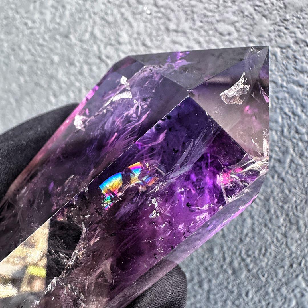 爆レア❗️ロマネサイト虹☆アメジストナチュラルポイントワンド ファントムA1416