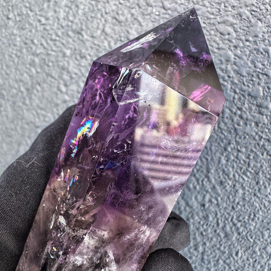 爆レア❗️ロマネサイト虹☆アメジストナチュラルポイントワンド ファントムA1416