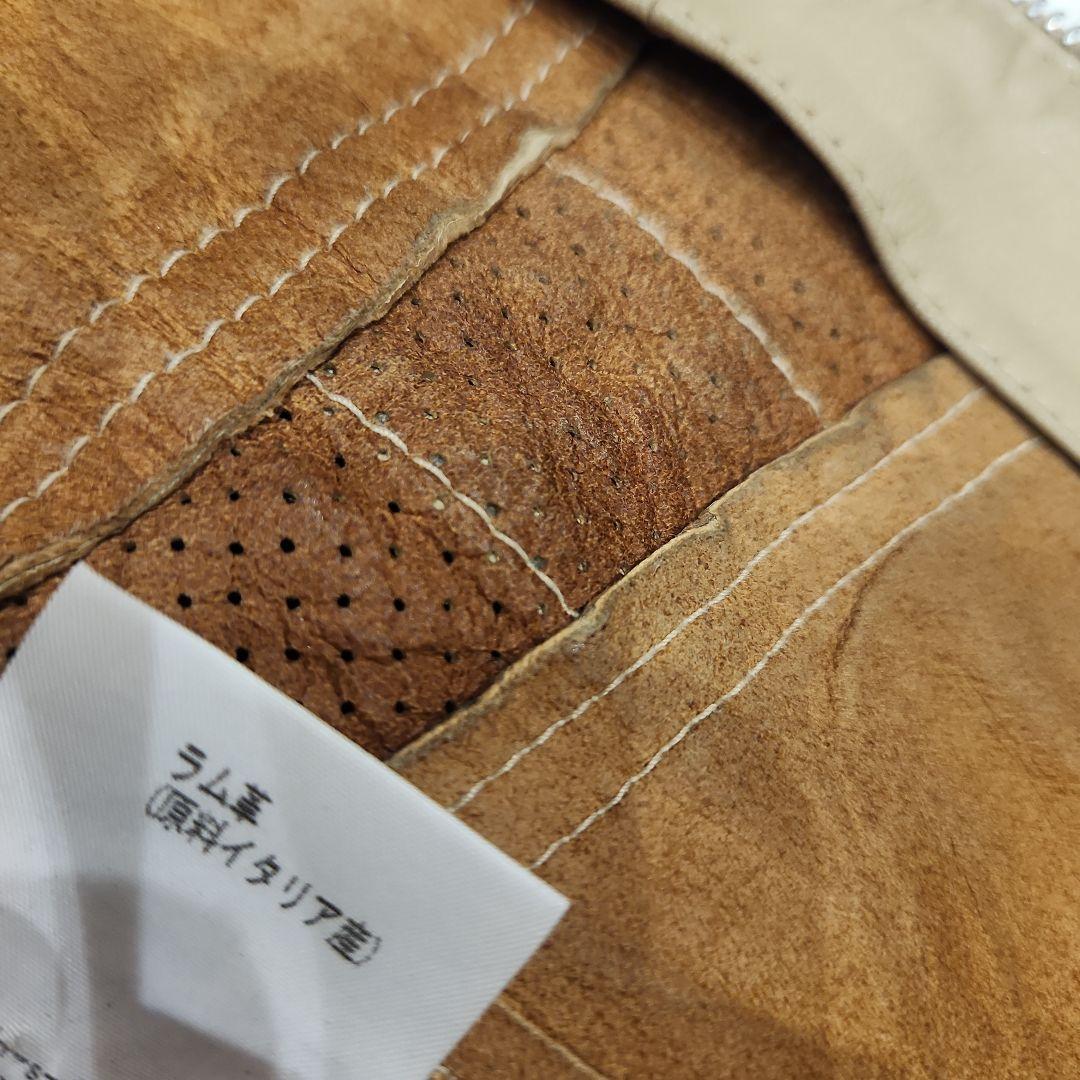 FLASK レザージャケット　ラムレザー　ベージュ　パンチング　原料イタリア産