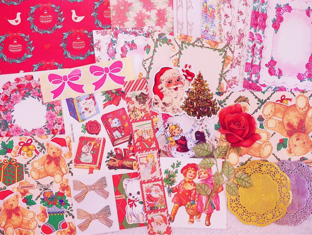 ホリデーset♡A4デザインペーパー　コラージュ　ダイカット　素材　クリスマス