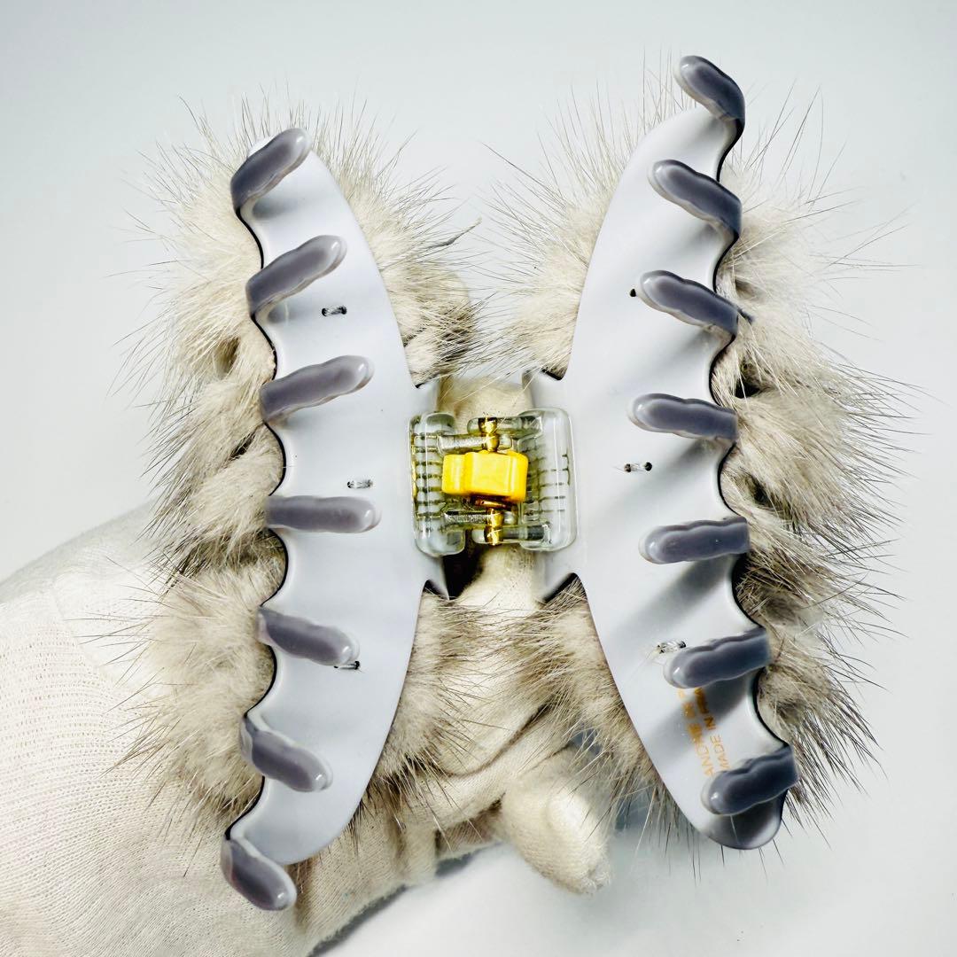 美品♪ Alexandre de paris ミンクファー ヘアクリップ.